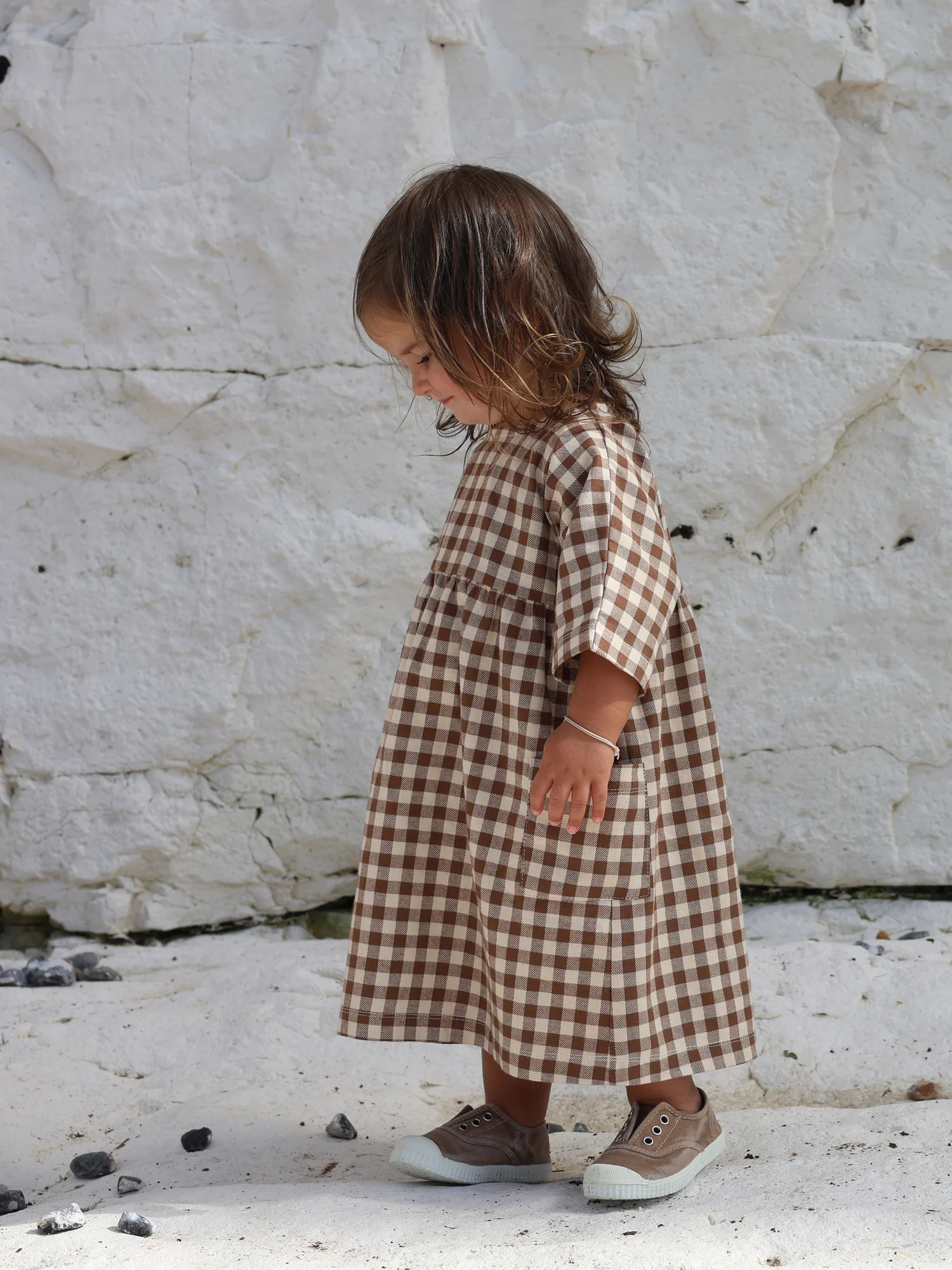 Chestnut Gingham Gather Dress - Image 3