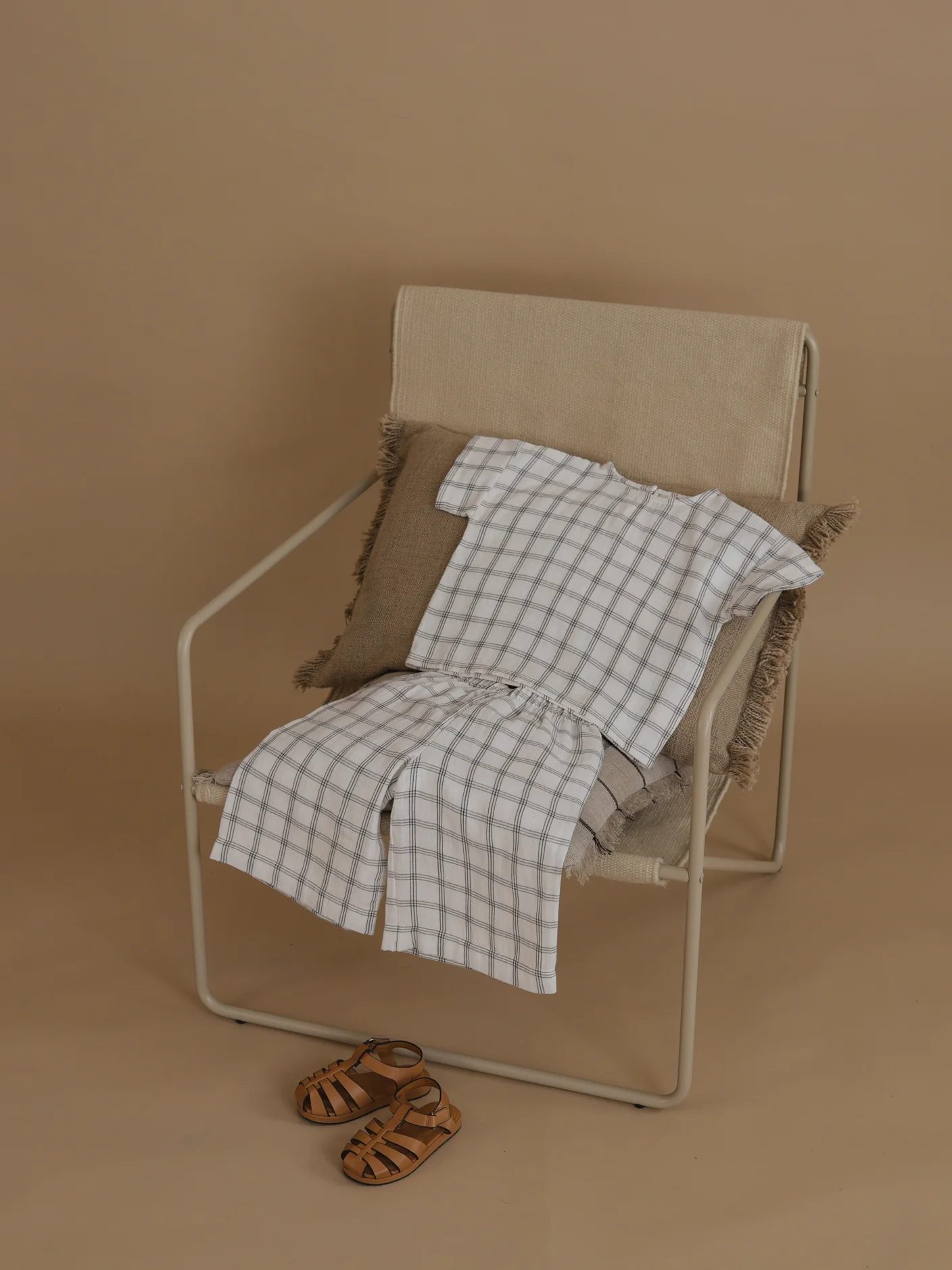 Navy Window Check Boxy T-Shirt - Image 4