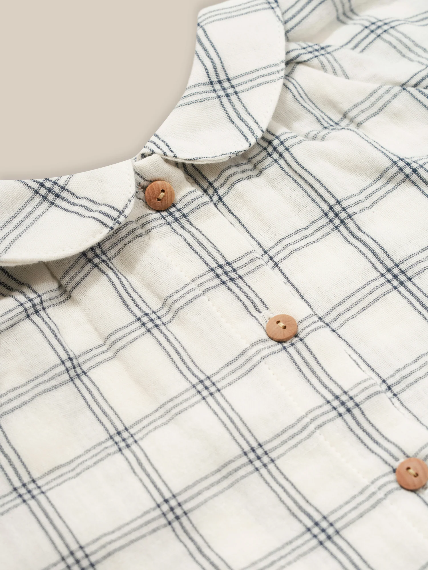 Navy Window Check Collar Dress - Image 3