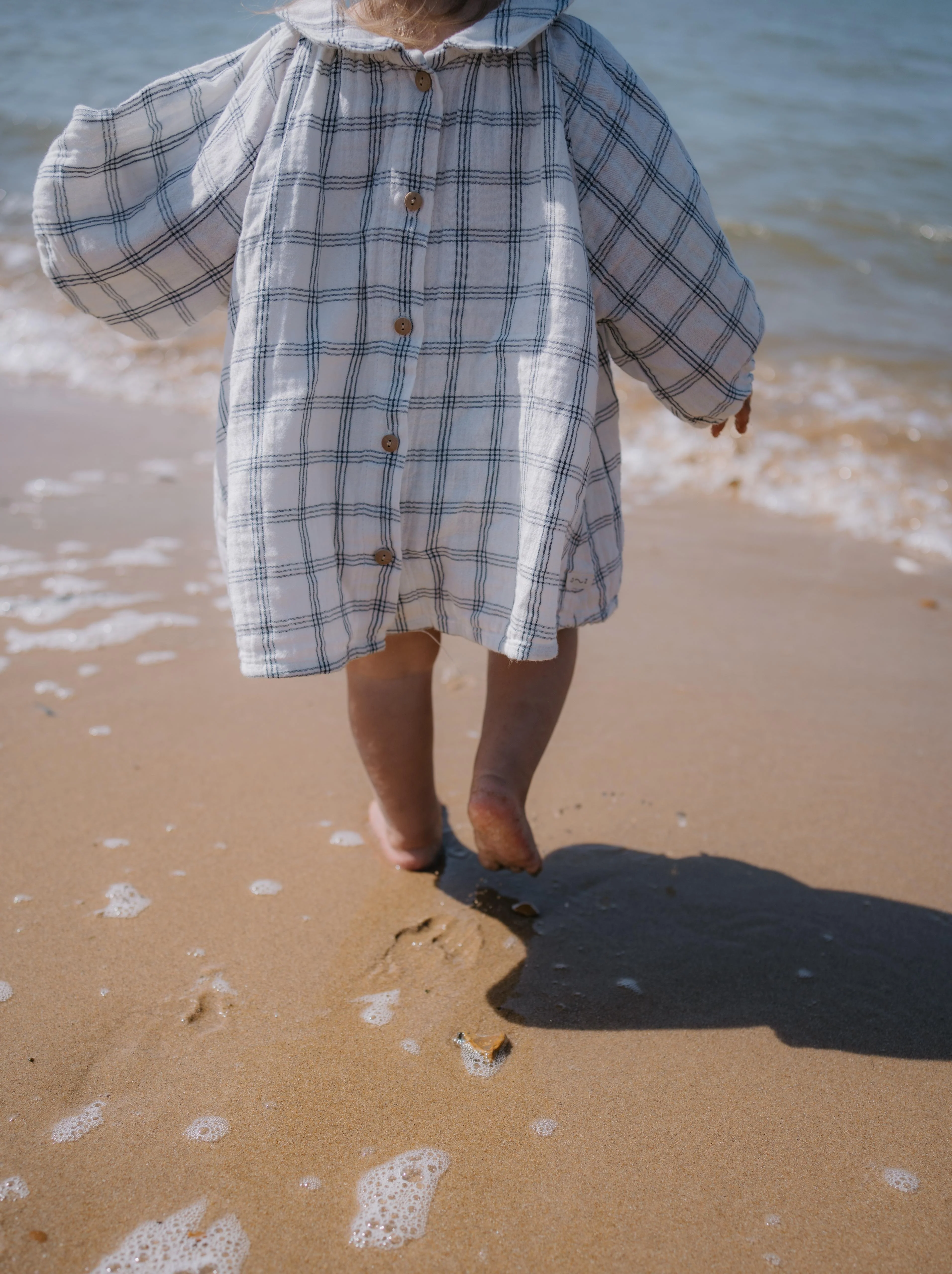 Navy Window Check Collar Dress - Image 4
