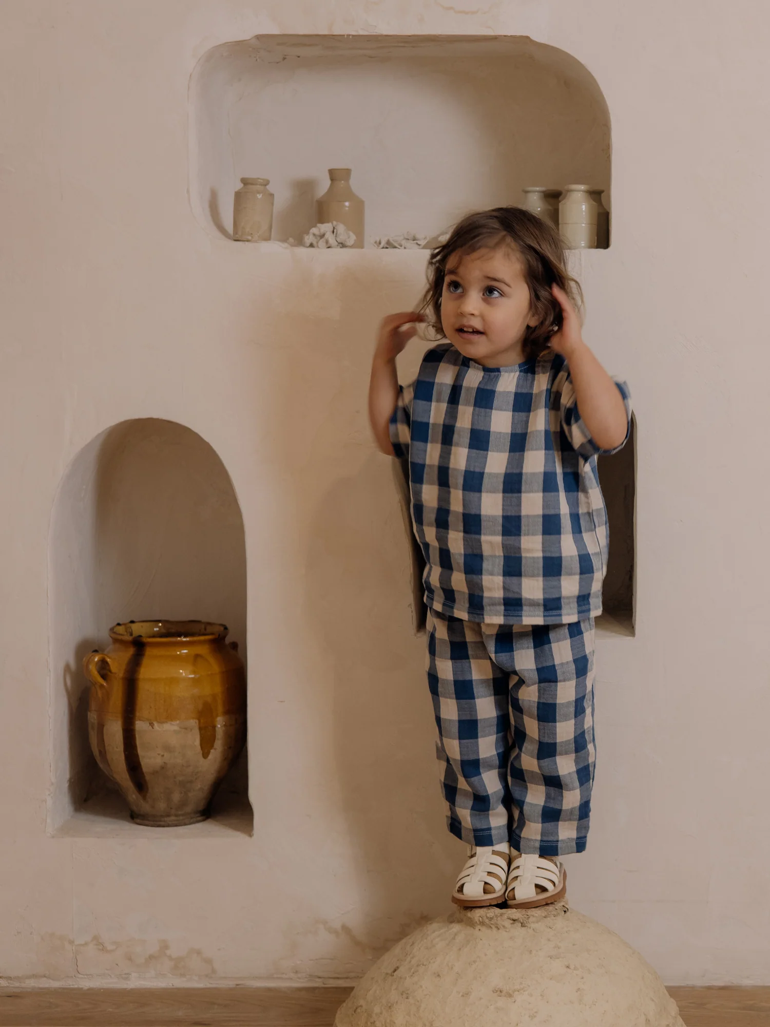 Pottery Blue Gingham Boxy T-shirt - Image 3