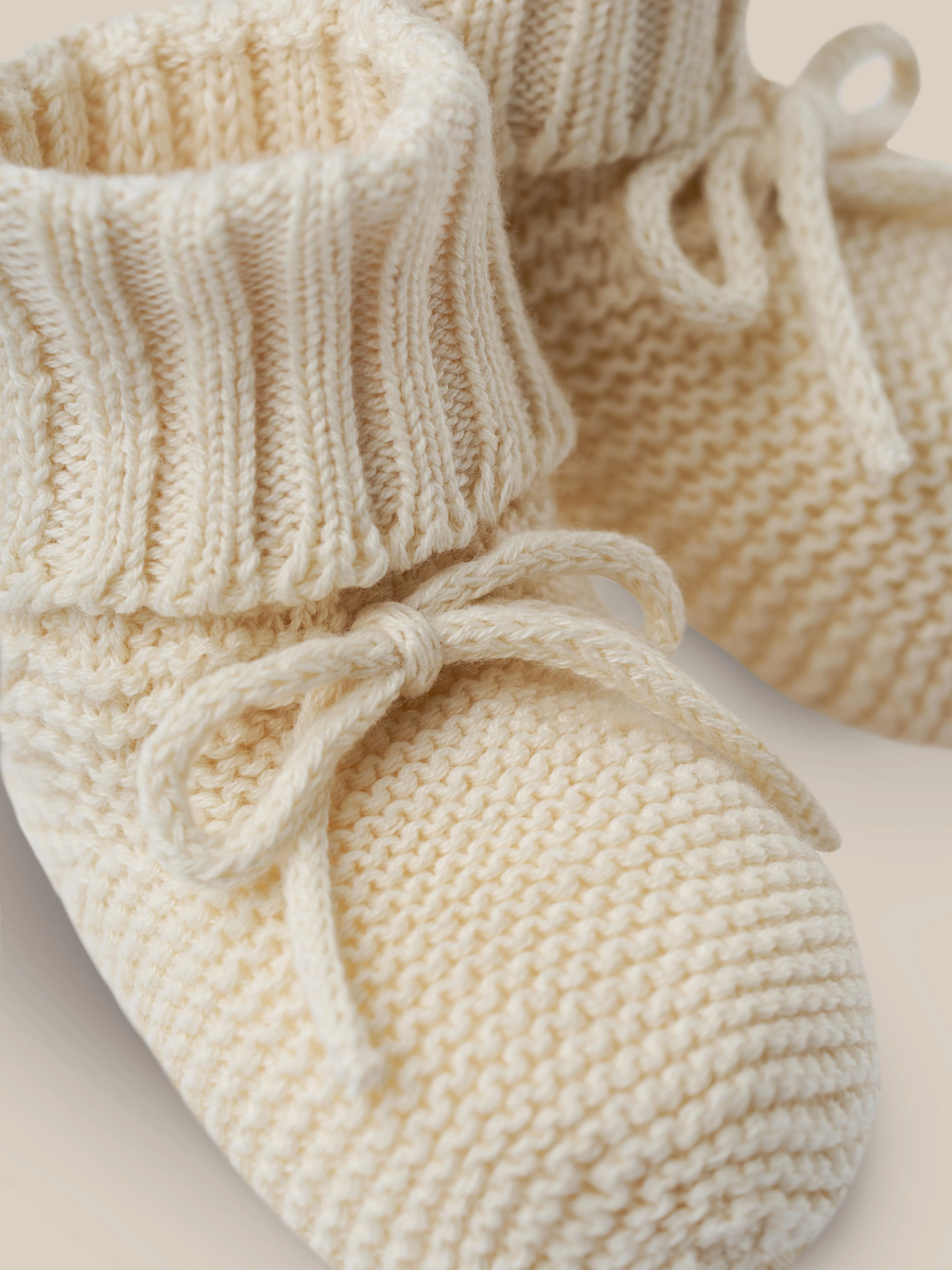 Undyed Cotton Knitted Booties - Image 3